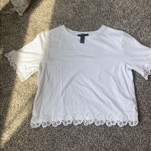 (4/$25) Forever 21 white flower crop top